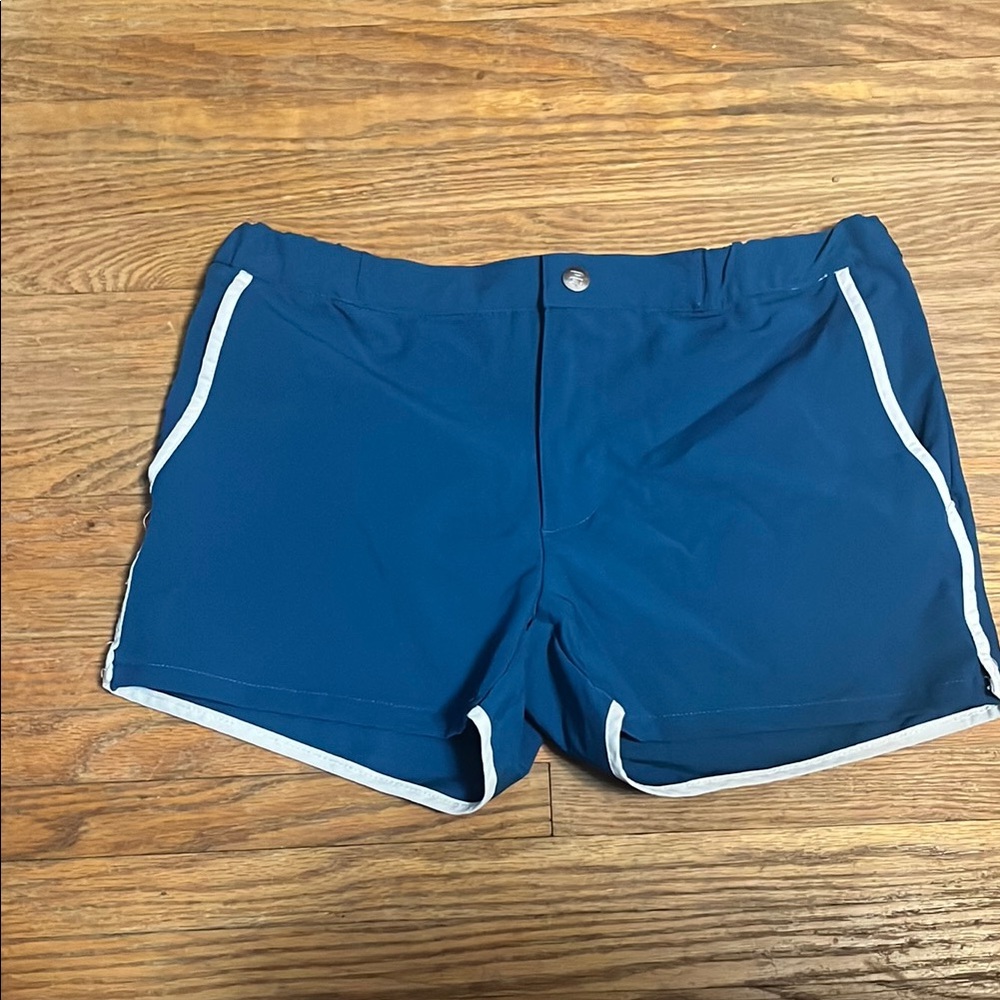 Parke & Ronen Blue Athletic Shorts with White Trim